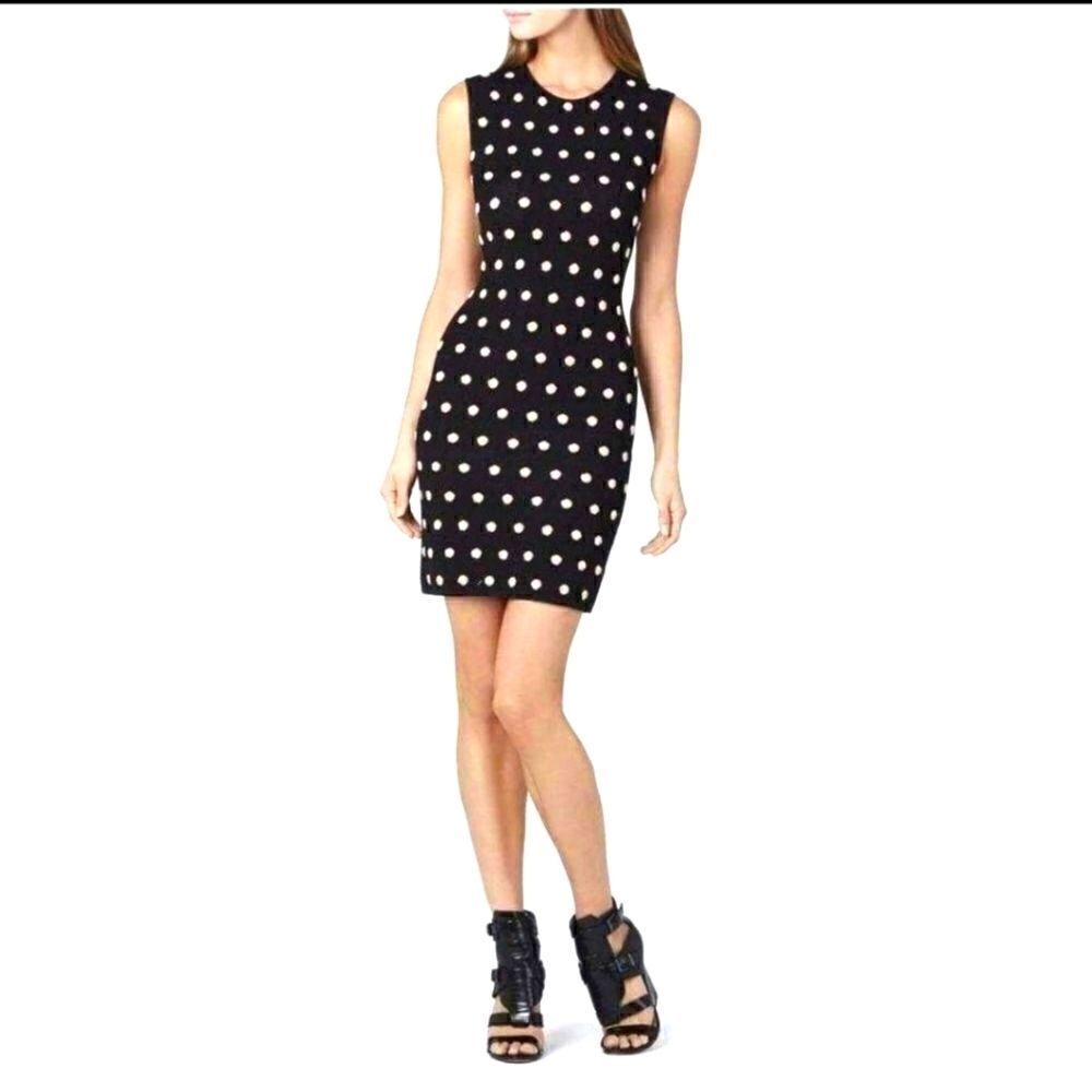 BCBGMAXAZRIA polka dot Jose Jacquard cotton blend dress size large